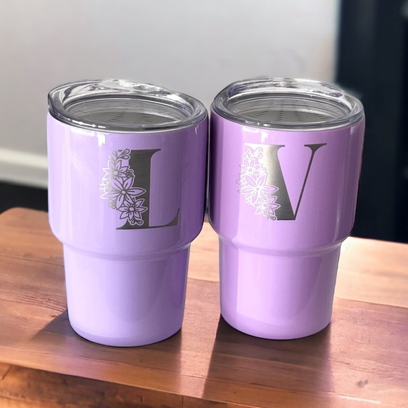 Personalized Floral Letter 2oz Mini Shot Glass Tumbler - Picture 6 of 9